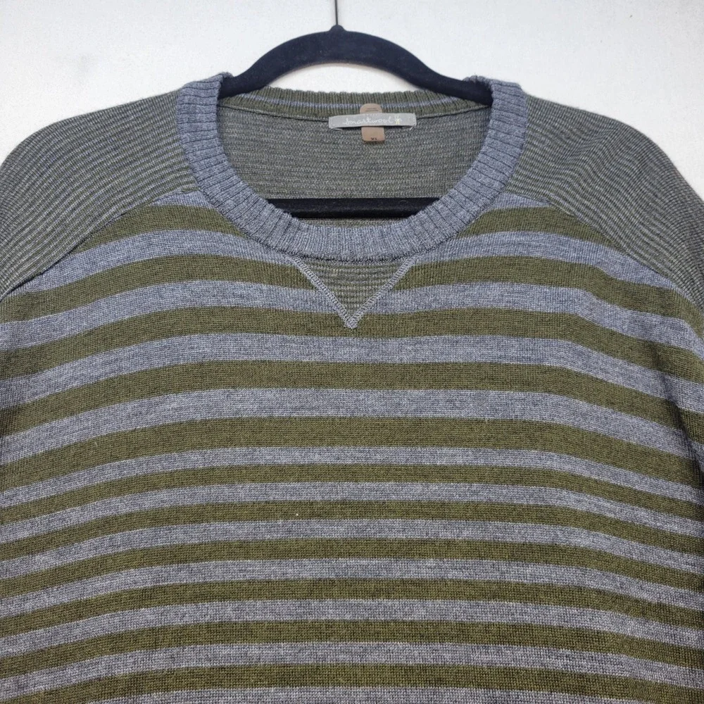 Smartwool Sweater Mens XL Gray Green Stripe Merino Wool Blend SW010026
